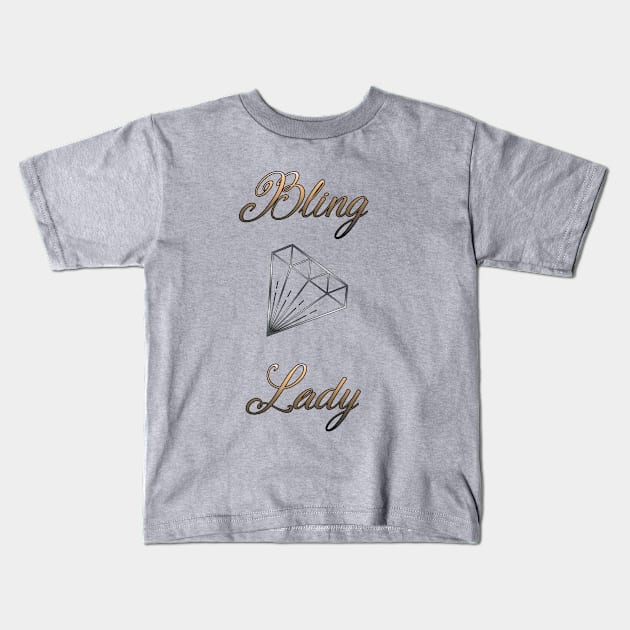 Bling Lady Kids T-Shirt by DesigningJudy